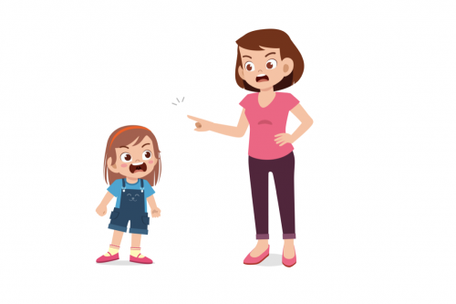 angry child and parent